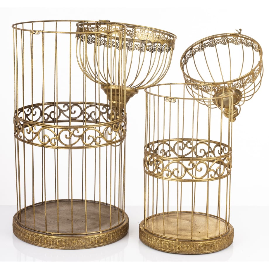 Klatka dekoracyjna metalowa 2 sztuki złote