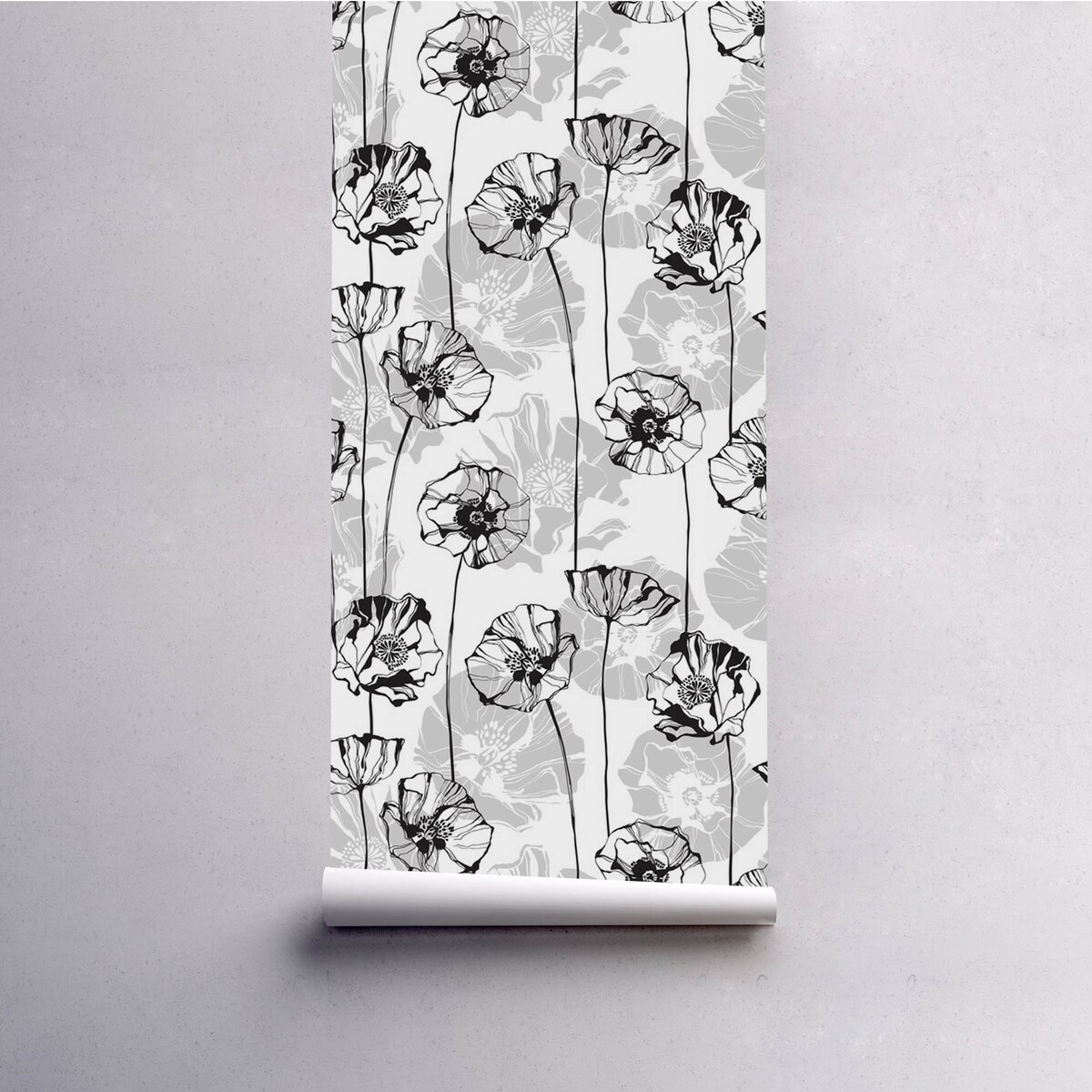 Tapeta Czarno-białe maki, 416x254cm