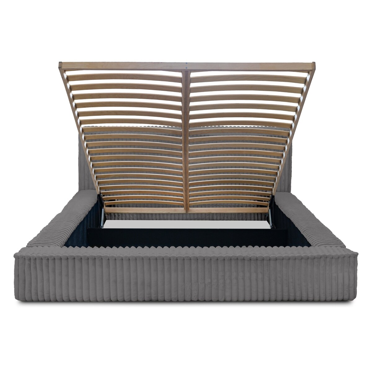 Łóżko ze stelażem i pojemnikiem szare 160x200 cm Golmo