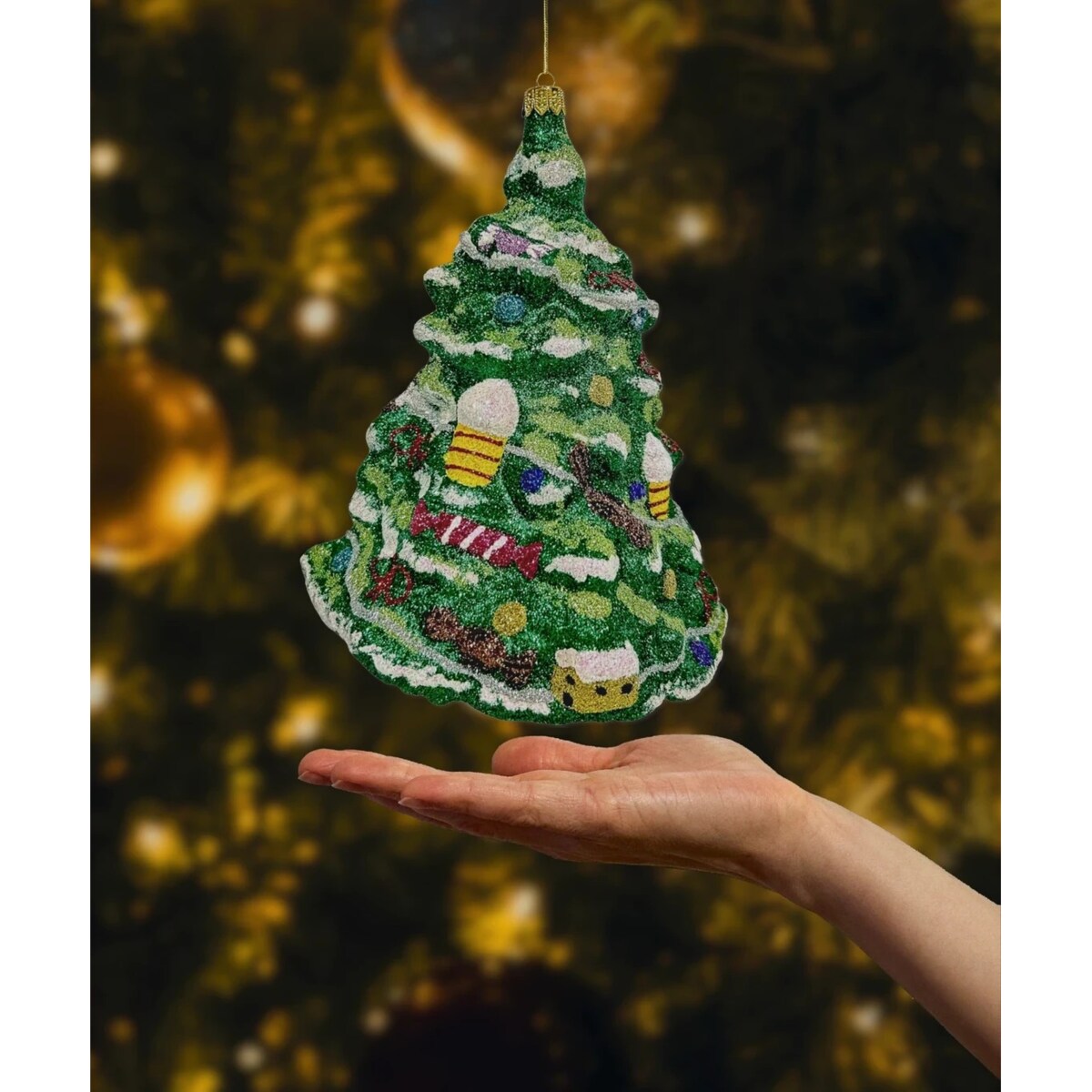 Bombka choinkowa: Duża zielona choinka z ozdobami