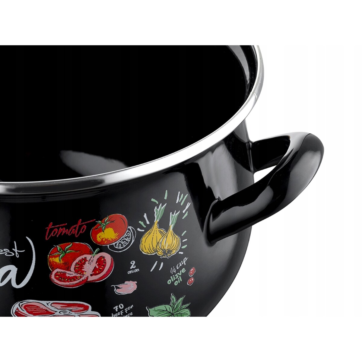 GARNEK EMALIOWANY pleszew 22 cm 5,3 L kuchenny do gotowania zupa czarny