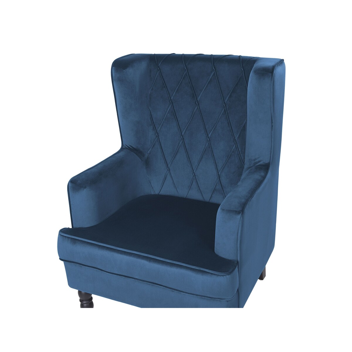 Fotel welurowy z podnóżkiem niebieski SANDSET
