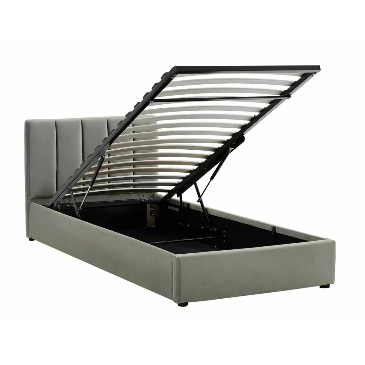 Łóżko tapicerowane MONTREAL VELVET 90x200 szare z pojemnikiem