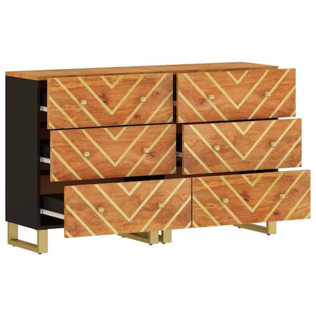 vidaXL Komody, 2 szt., brązowo-czarne, 60x33,5x75 cm, drewno mango