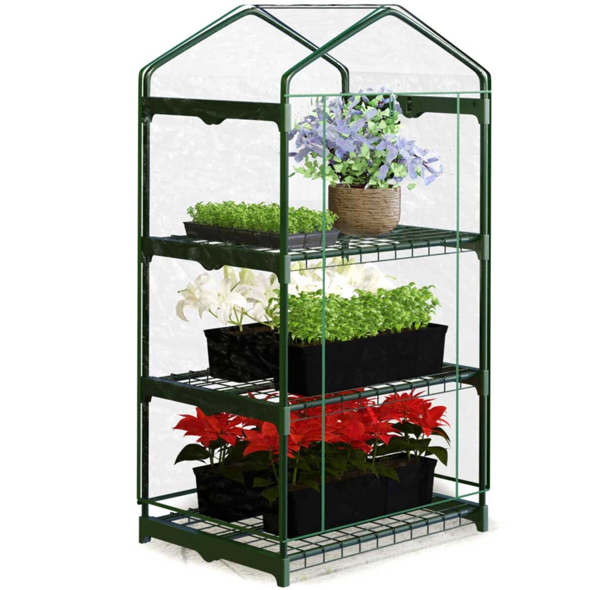 Mini szklarnia balkonowa ogrodowa 3 półki 125x69x49cm Plonos