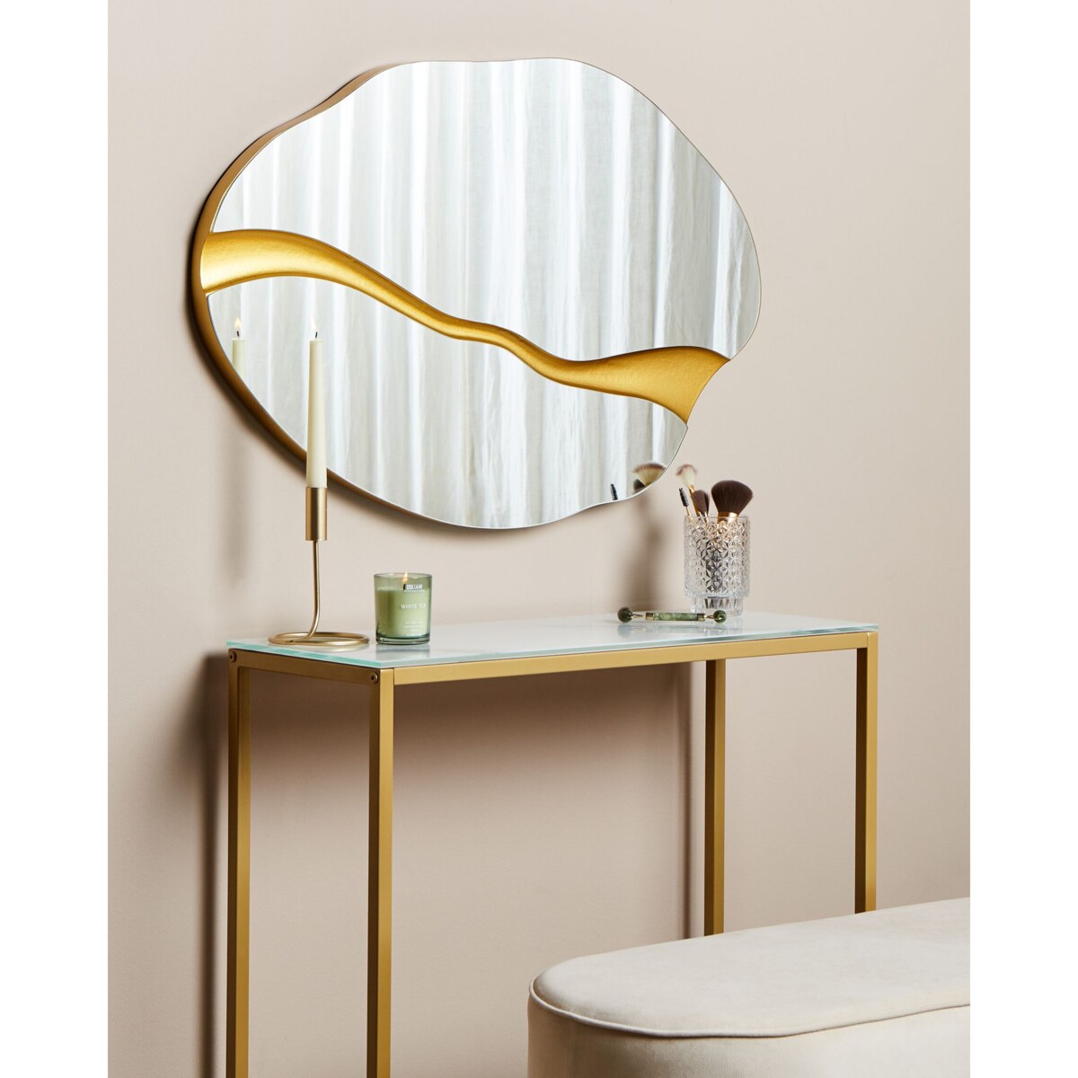 Lustro ścienne 60 x 90 cm złote POIVRES