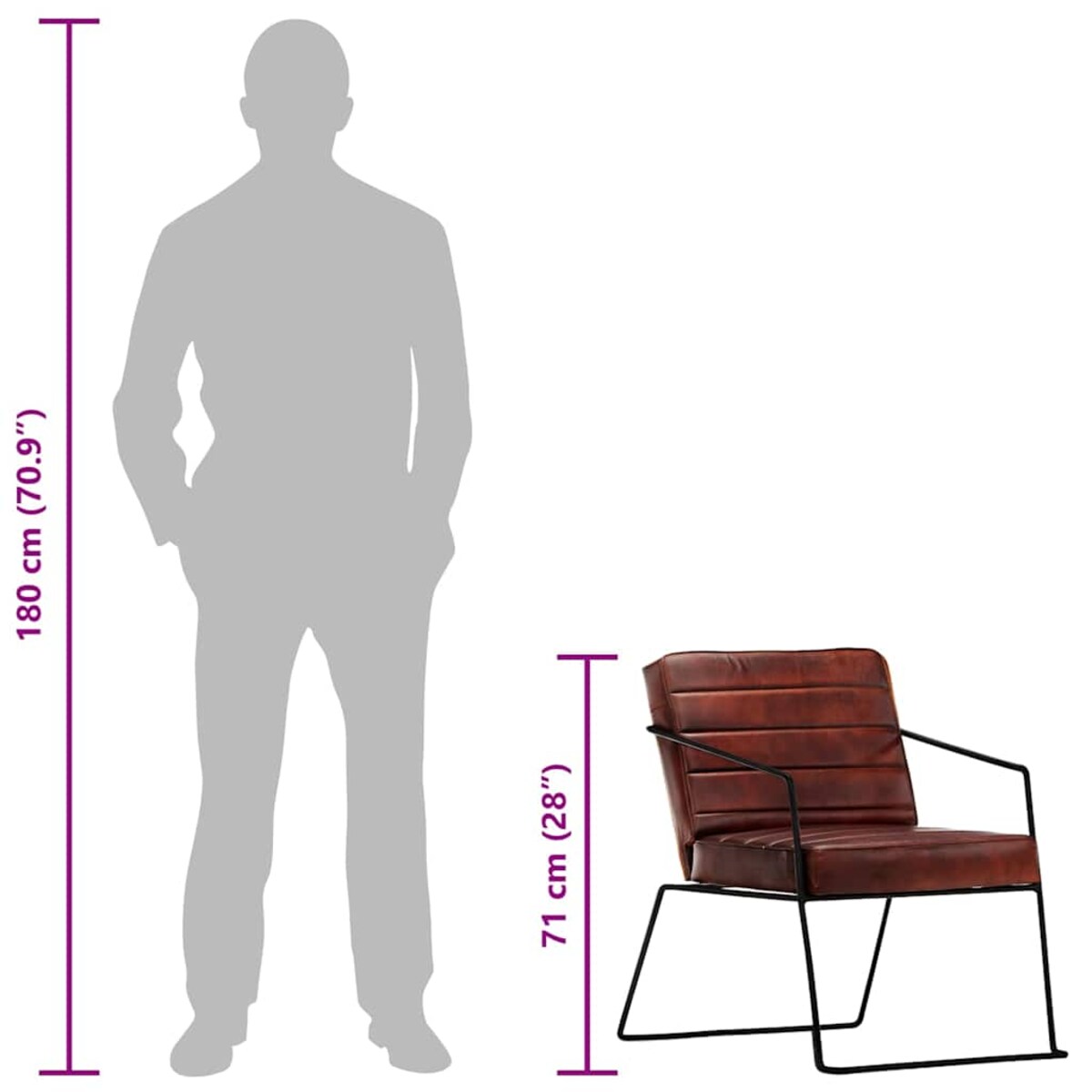 vidaXL Fotel, ciemnobrązowy, skóra naturalna