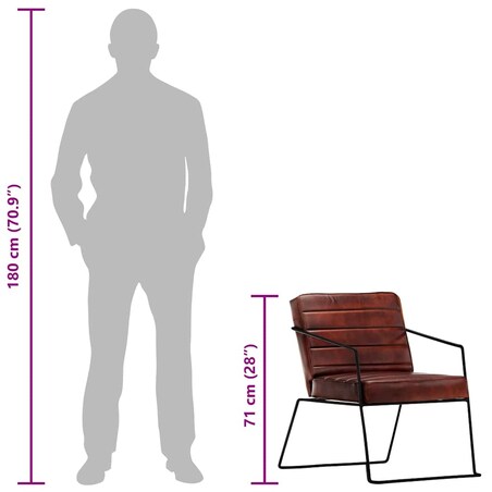 vidaXL Fotel, ciemnobrązowy, skóra naturalna