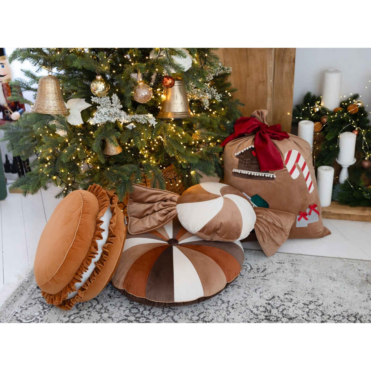 Pufa Teddy Velvet , patchworkowa poduszka 70cm.