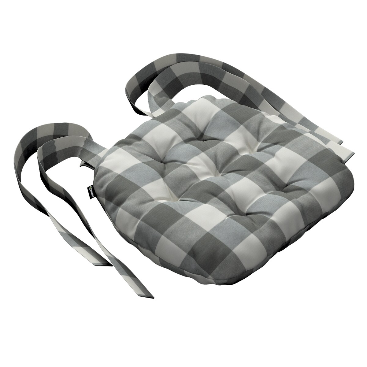 Poduszka na krzesło Marcin, szaro-biała krata (5,5x5,5cm), 40 x 37 x 8 cm, Quadro