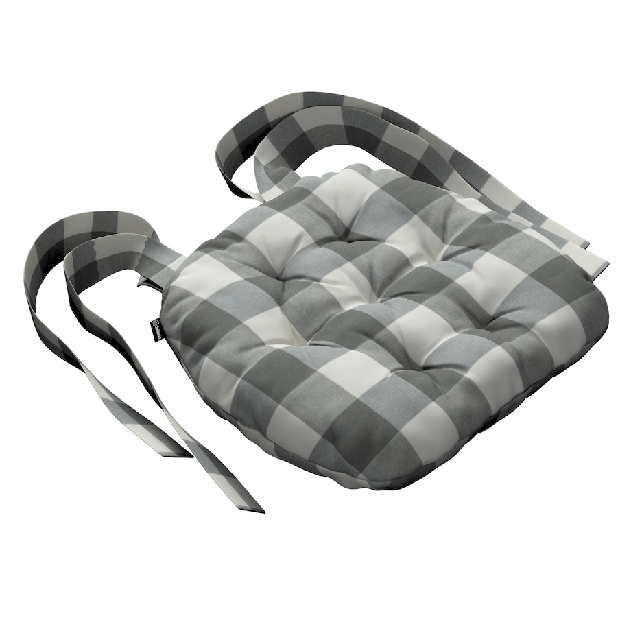 Poduszka na krzesło Marcin, szaro-biała krata (5,5x5,5cm), 40 x 37 x 8 cm, Quadro