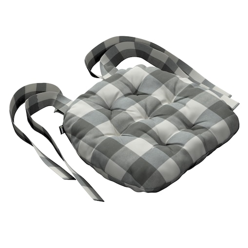 Poduszka na krzesło Marcin, szaro-biała krata (5,5x5,5cm), 40 x 37 x 8 cm, Quadro