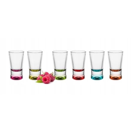 Kieliszki do Shotów Wódki Nalewki Likieru xiks Kolorowe Dna mix 6 x 25 ml