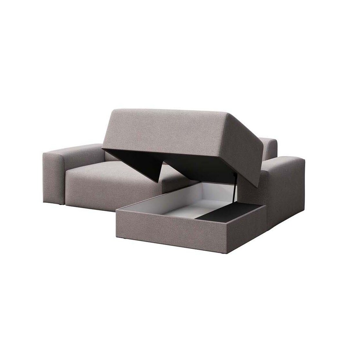 Villet Sofa narożna prawa z funkcją spania i pojemnikiem szara