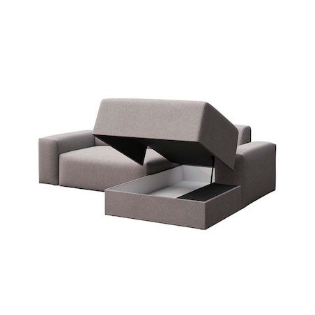Villet Sofa narożna prawa z funkcją spania i pojemnikiem szara