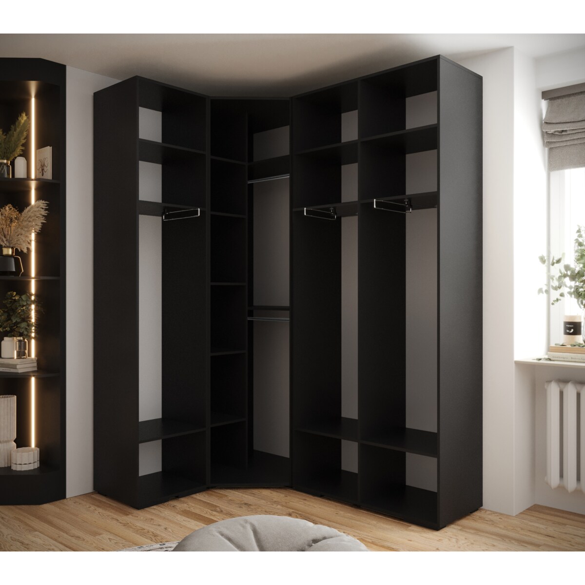 Garderoba wysoka do przedpokoju INOVA 3 Z3 czarny+złoty