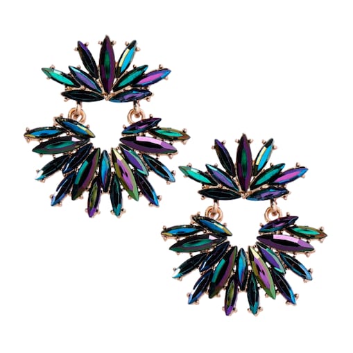 Złote CIEMNE kolczyki rozety wiszące nowoczesne wieczorowe eleganckie