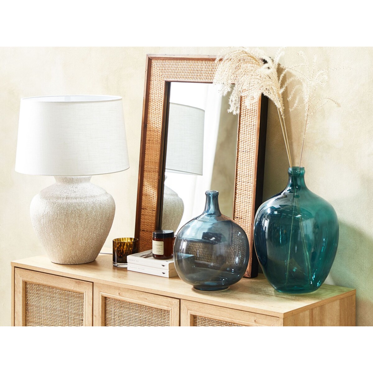 Wazon na kwiaty szklany 39 cm turkusowy ROTI