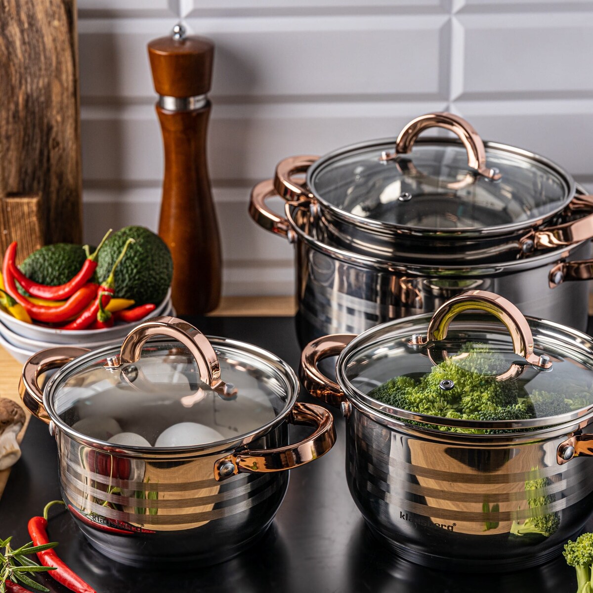 Zestaw garnków stalowych 8 ele. 2.1/2.9/3.9/6.6L KLAUSBERG