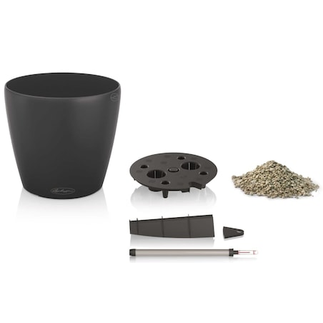 LECHUZA Donica Classico Color 28 ALL-IN-ONE, ciemnoszara, 13204