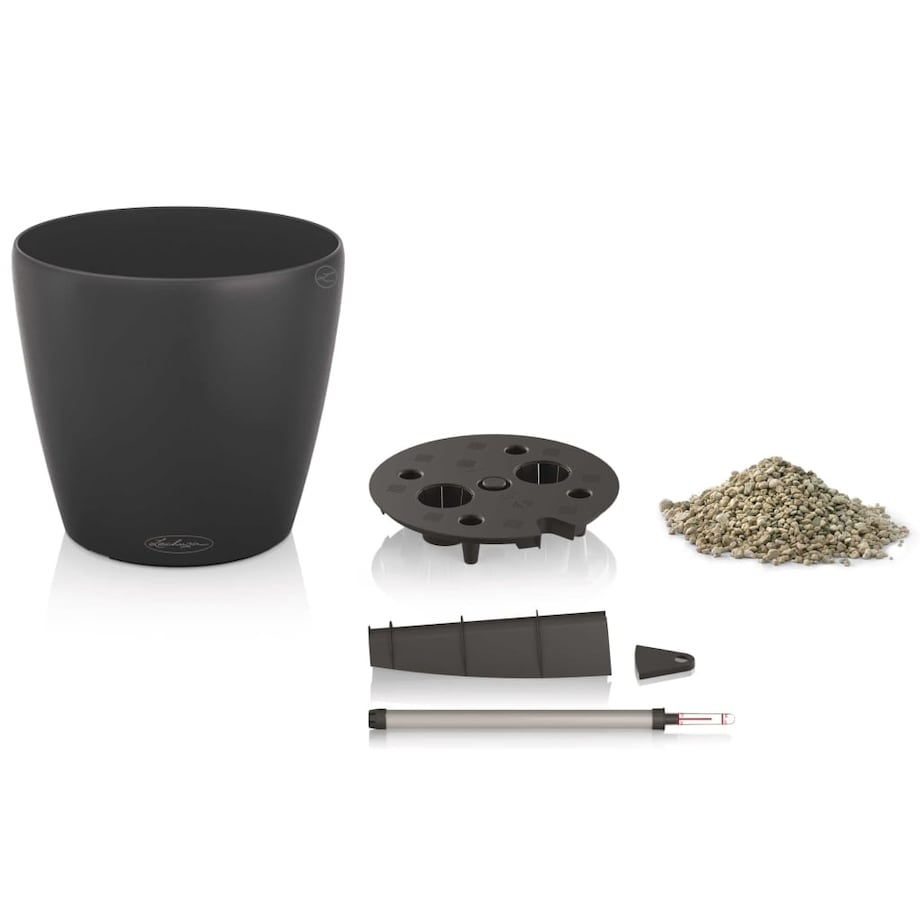 LECHUZA Donica Classico Color 28 ALL-IN-ONE, ciemnoszara, 13204