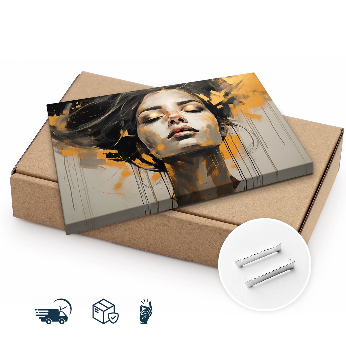 Obraz Ścienny Do Salonu Abstrakcja Kobiecy Portret Styl Glamour 70x50cm