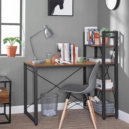 Biurko industrialne metalowe półkami regałem loftowe rustykalne vintage