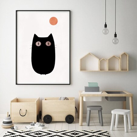 Poster Story, Plakat, Obraz - Czarny Kot, wymiary 21 x 30 cm
