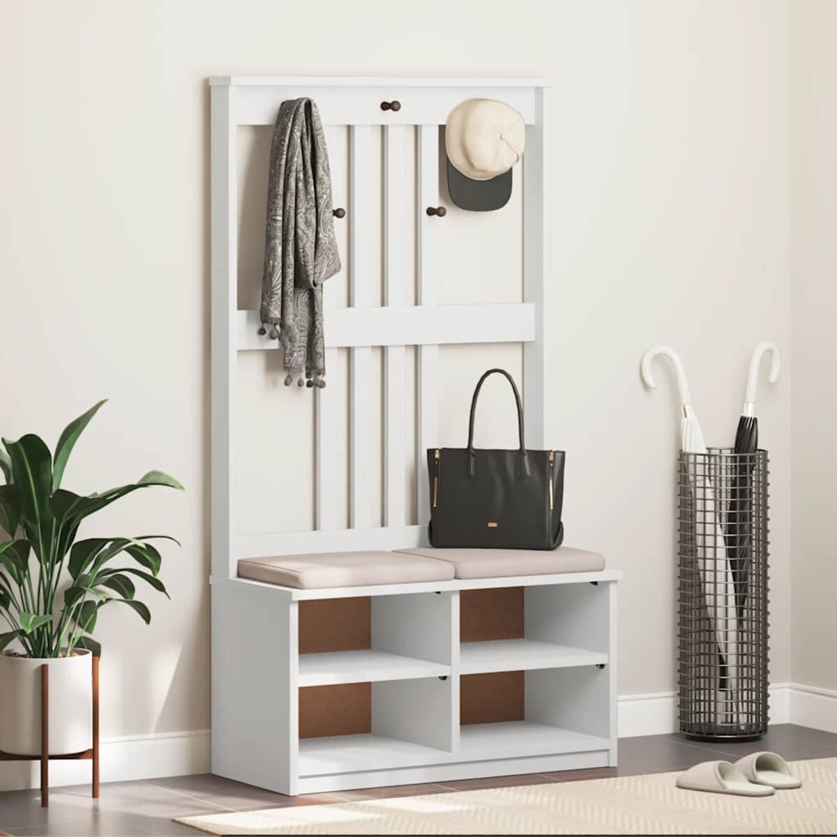 vidaXL Drzewko do przedpokoju „SANDNES” białe lite drewno sosnowe