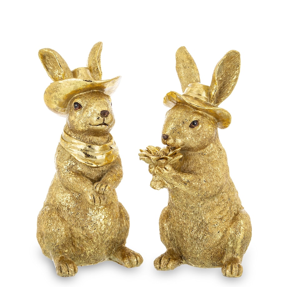 Para złotych królików 21x9x13 cm
