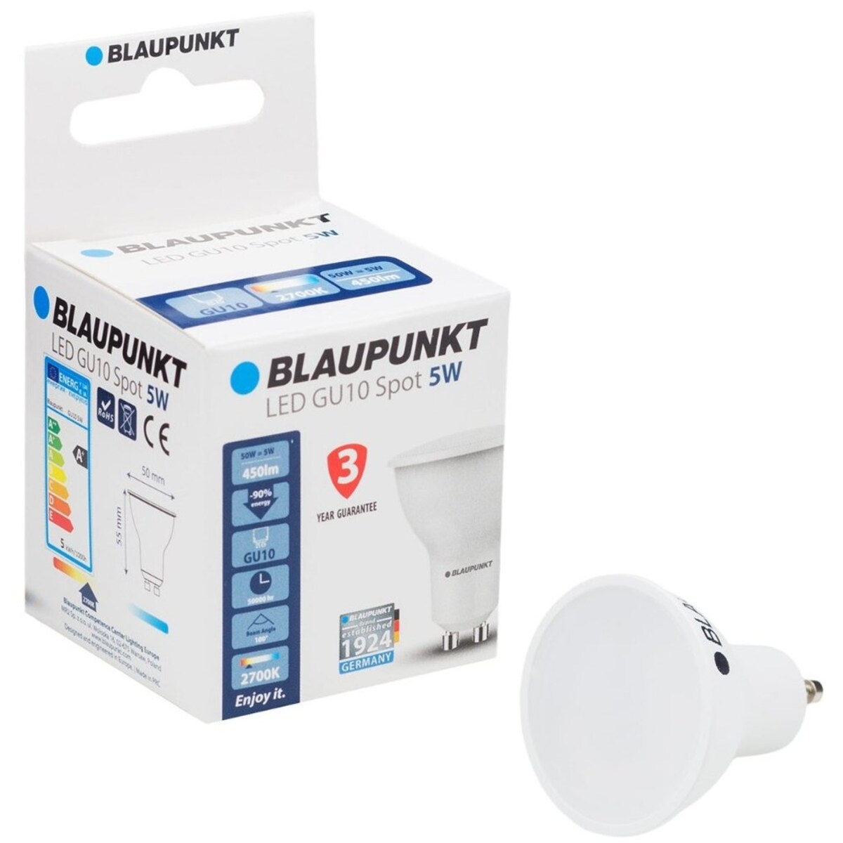 Żarówka GU10-5W-WW-10 LED 5W 10 szt barwa ciepła biała, Blaupunkt