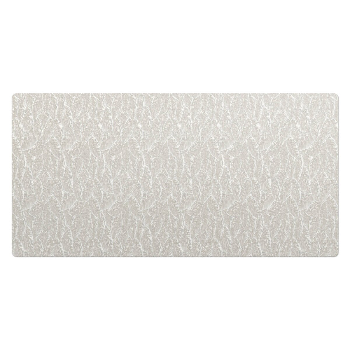 Beżowa mata na biurko Liście w subtelnym wzorze, 120x60 cm