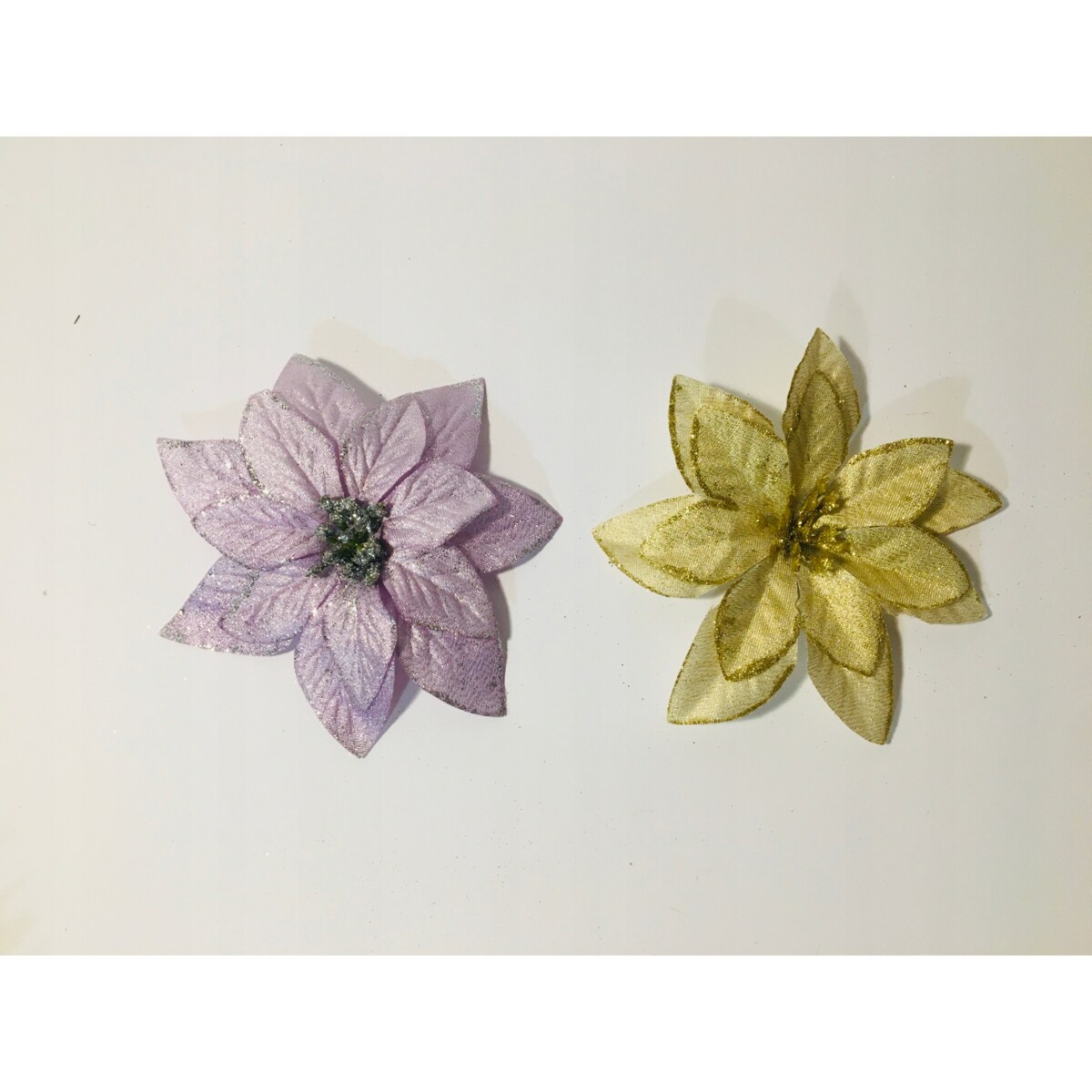 GWIAZDA betlejemska 12szt ZŁOTA i FIOLET do dekoracji stroik zestaw kwiaty