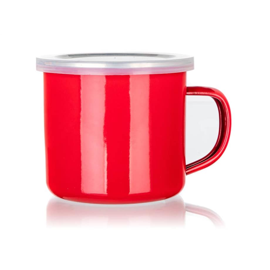 KUBEK EMALIOWANY CZERWONY 500ml z pokrywką