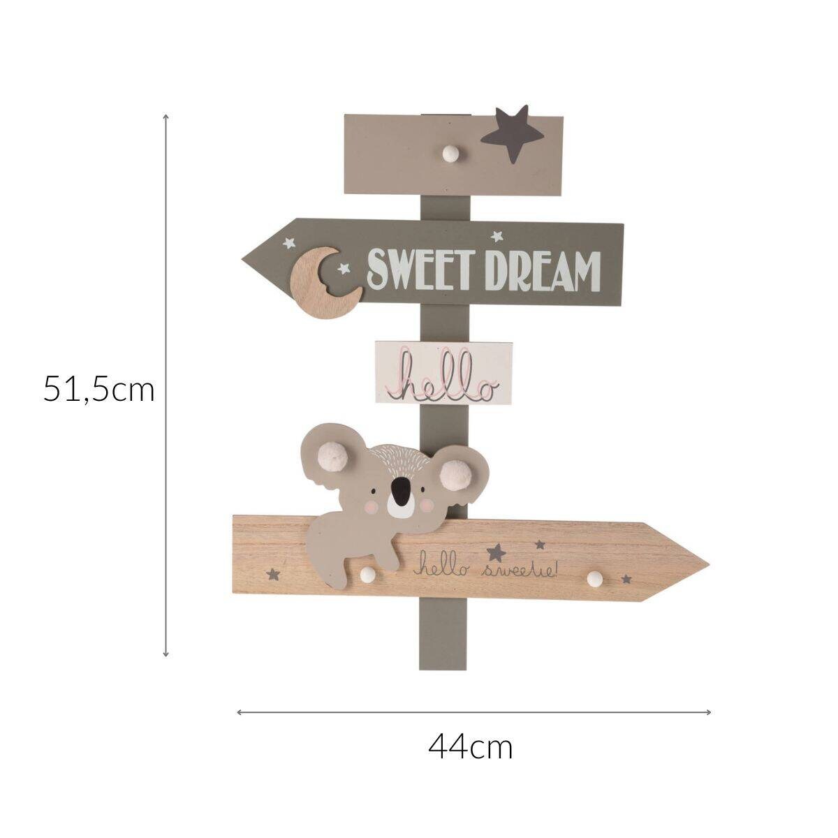 Wieszak na ubrania dla dzieci Zoo, 44 x 3,5 x 51,5 cm