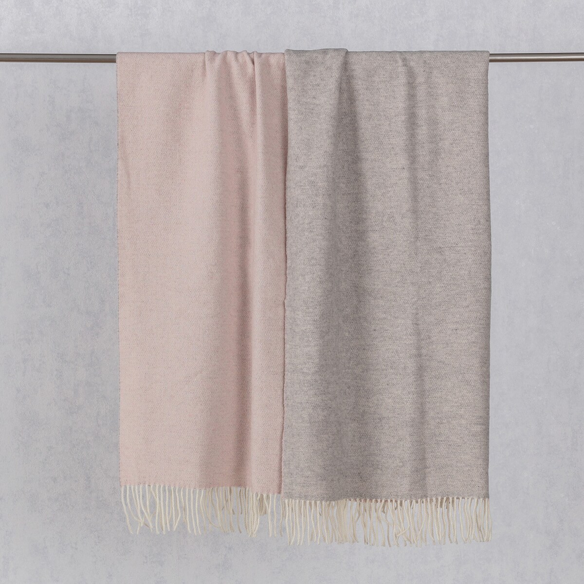 Pled Merinos 140x200cm melange grey pink, 140 x 200 cm