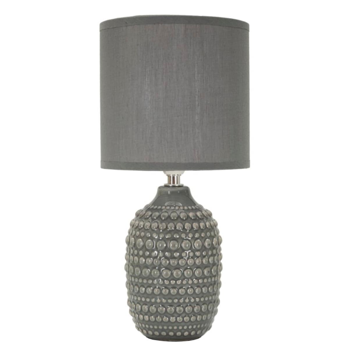 Lampa stołowa Points, kolor szary, ceramika, żelazo i tkanina, 15 x 15 x 30,5 cm, 1 x E14, styl nowoczesny, do salonu i sypialni, Mauro Ferretti