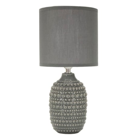 Lampa stołowa Points, kolor szary, ceramika, żelazo i tkanina, 15 x 15 x 30,5 cm, 1 x E14, styl nowoczesny, do salonu i sypialni, Mauro Ferretti