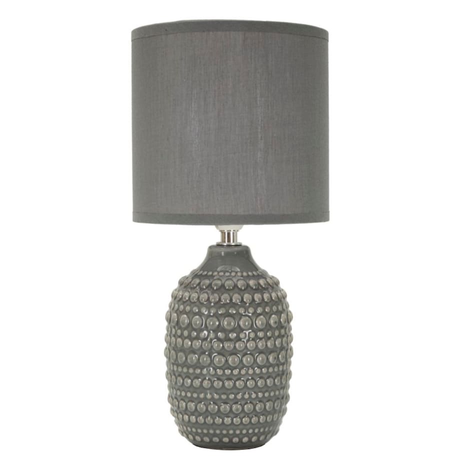 Lampa stołowa Points, kolor szary, ceramika, żelazo i tkanina, 15 x 15 x 30,5 cm, 1 x E14, styl nowoczesny, do salonu i sypialni, Mauro Ferretti