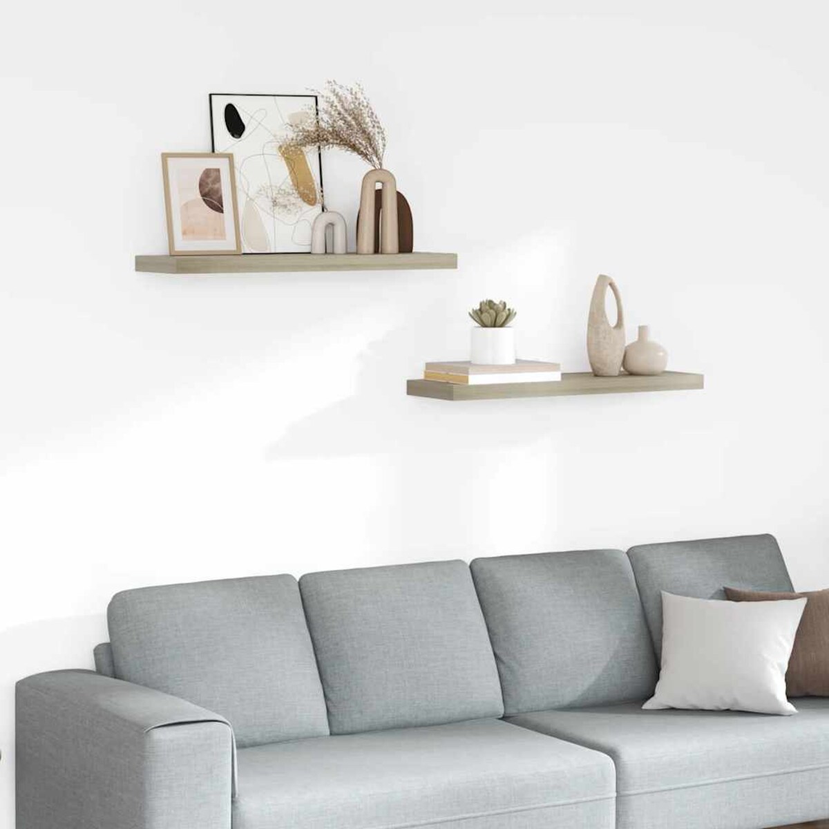 vidaXL Półki ścienne, 2 szt., kolor dębowy, 80 x 23,5 x 3,8 cm, MDF