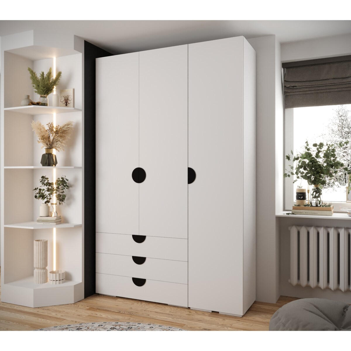 Garderoba wysoka do przedpokoju INOVA 4 Z17 biały+czarny