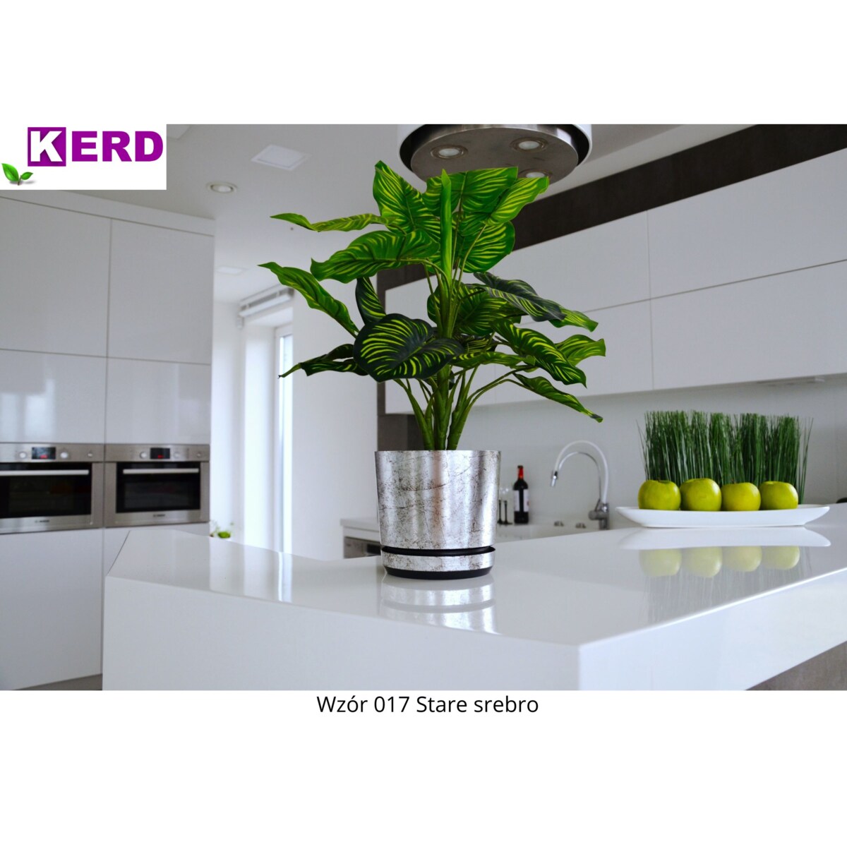 32 cm wzór STARE SREBRO Doniczka z podstawką klasyczna elegancka efekt kamienia skały duża szeroka donica