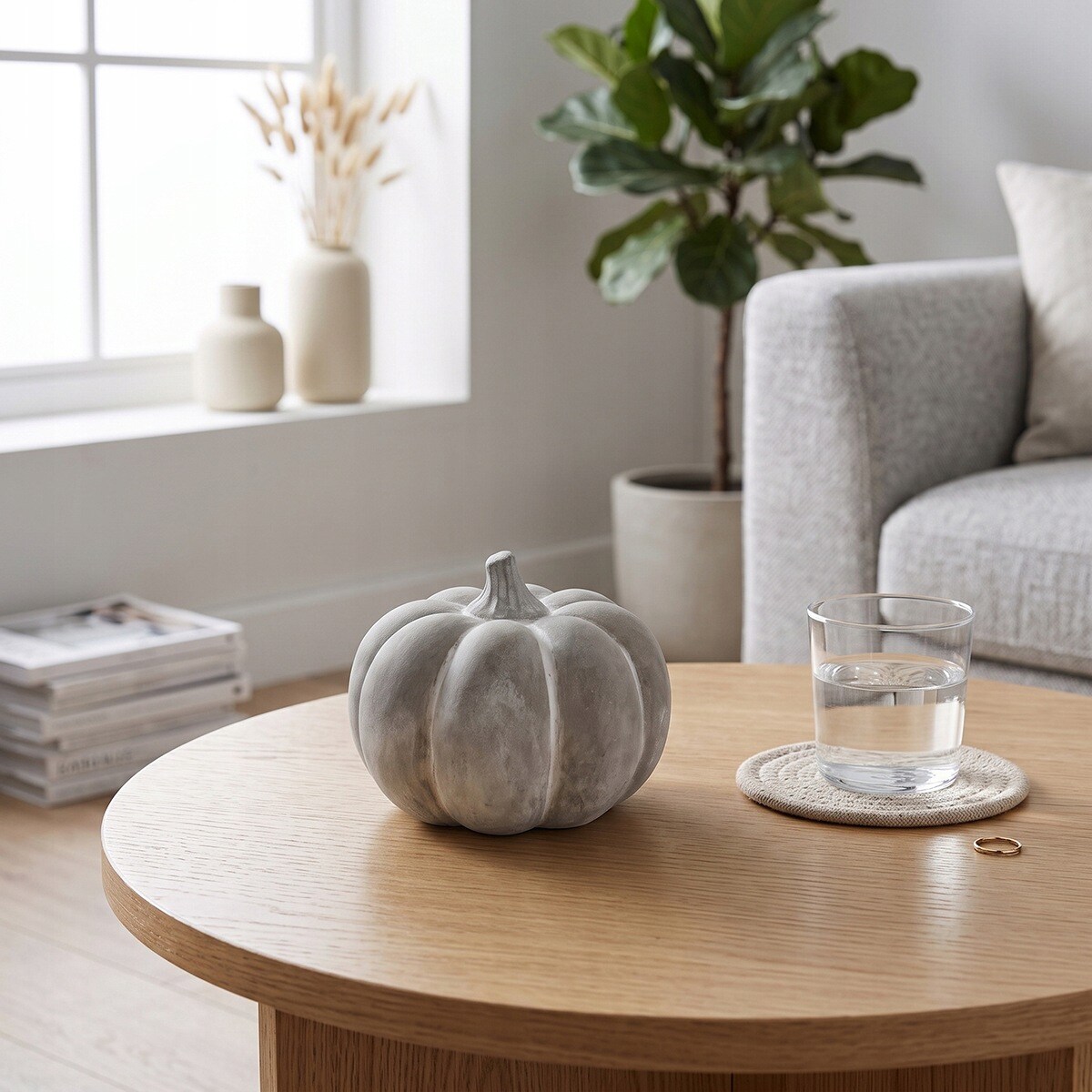 FIGURKA DYNIA SZARA BETONOWA BOHO OZDOBNA NA HALLOWEEN JESIEŃ BALKON TARAS