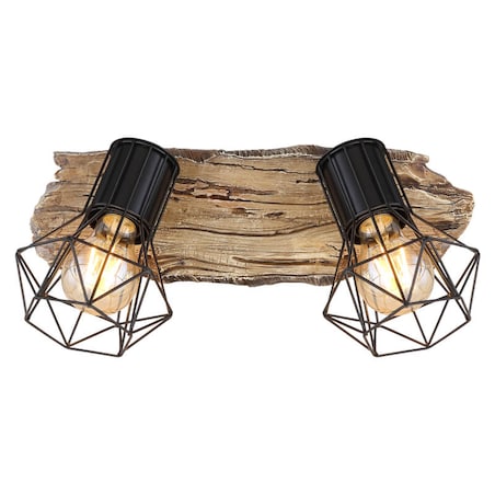 Sufitowa lampa rustykalna Priska 54017W-2 drewno czarna