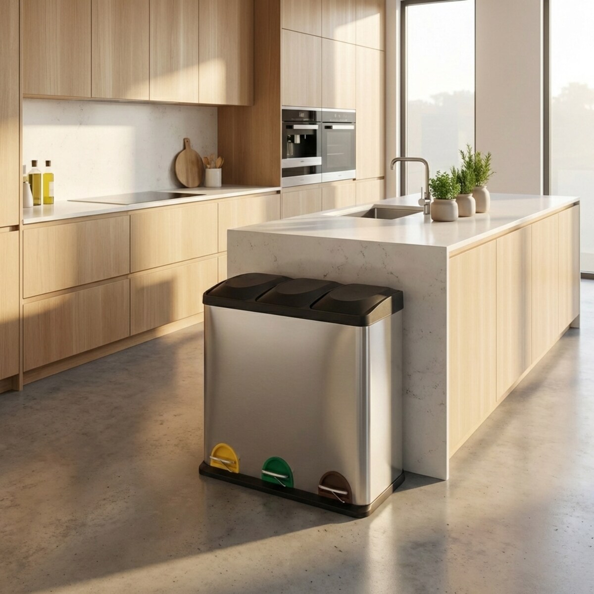 Trzykomorowy kosz do segregacji śmieci ESLI, 60 l