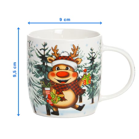 Kubek Świąteczny Boże Narodzenie Mikołaj Bałwan 370 Ml Zestaw 4 Szt