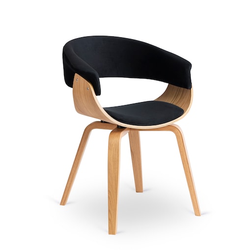 Krzesło Drewniane Gięte Welurowe Kuchenne Do Salonu Jadalni Czarne Dąb GARY