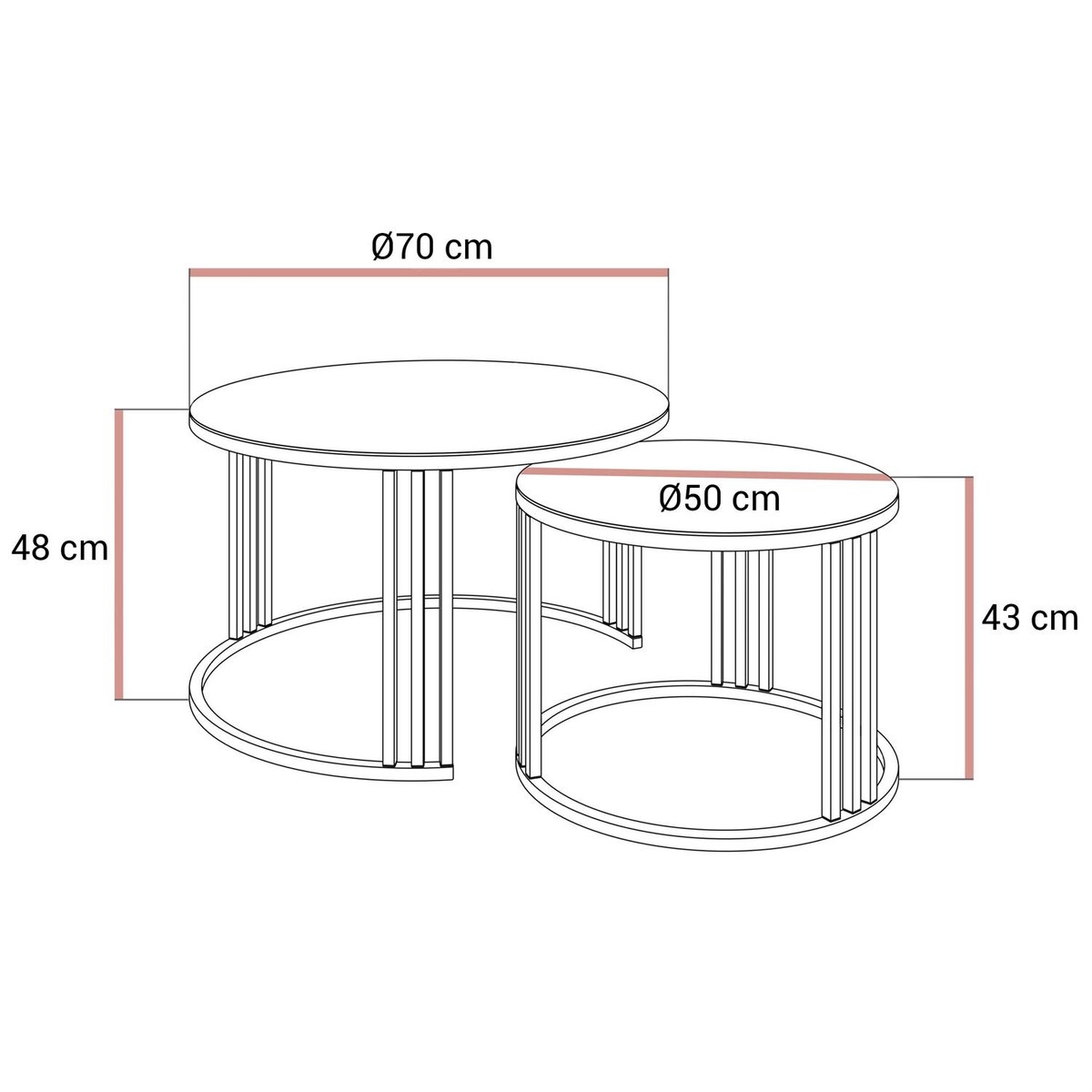 Okrągły stolik kawowy 2w1 LORI GLASS złoto szczotkowane, blat białe szkło