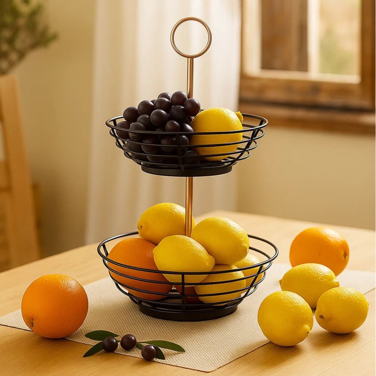 Dwupoziomowa patera na owoce, metal