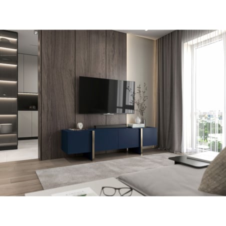 Szafka RTV Kenzo Nowoczesna Komoda RTV Glamour Granatowy Mat 180 cm